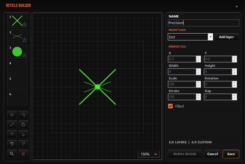 Reticon custom reticle builder
